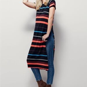 Free People Striped Tunic in Black, Red, and Blue